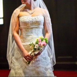 Oleg Cassini David’s Bridal Wedding Dress with veil and undergarments